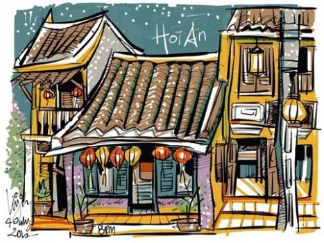 Những bức họa tuyệt vời về Hội An được họa sĩ Malaysia vẽ bằng iPad